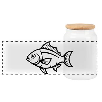 Red Snapper Fish - Panoramic Cookie Jar with Wooden Lid - white - Front