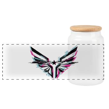 Glitch Angel Dark Y2K Streetwear - Panoramic Cookie Jar with Wooden Lid - white - Front