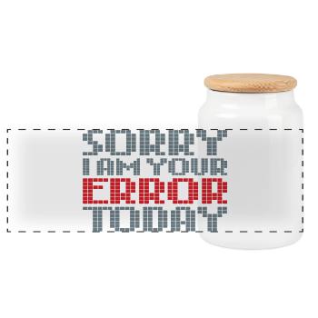 Error - Panoramic Cookie Jar with Wooden Lid - white - Front