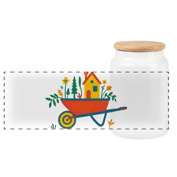 Home Sweet Home – Haus & Garten T-Shirt - Panorama Keksdose mit Holzdeckel - Weiß - Vorne