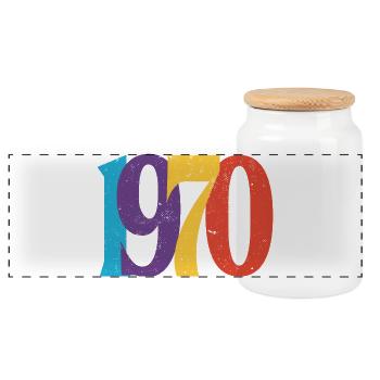 Geboren 1970 70 Geburtstagsgeschenk - Panorama Keksdose mit Holzdeckel - Weiß - Vorne