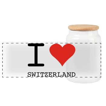 I LOVE SWITZERLAND - Panorama Keksdose mit Holzdeckel - Weiß - Vorne