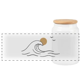 Moon and sea - Panoramic Cookie Jar with Wooden Lid - white - Front
