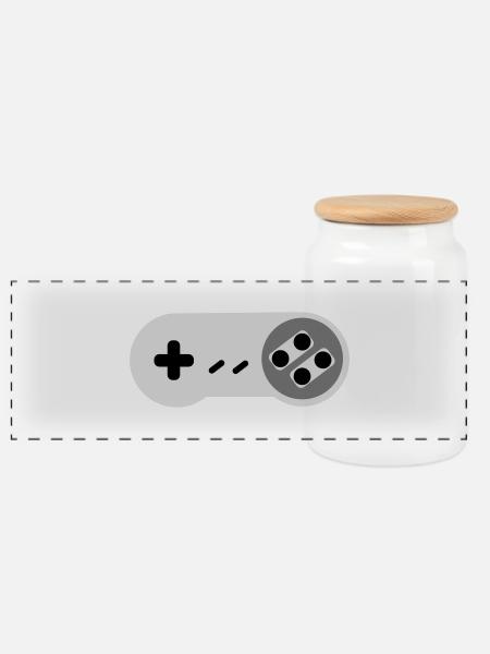 Super NES Controler - Panorama Keksdose mit Holzdeckel - Weiß