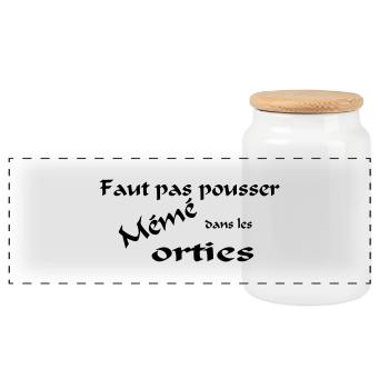 mémé orties - Boîte à biscuits avec couvercle en bois - blanc - Devant