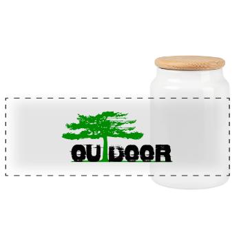 Outdoor Baum - Panorama Keksdose mit Holzdeckel - Weiß - Vorne