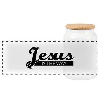 Jesus is the way - Panorama Keksdose mit Holzdeckel - Weiß - Vorne