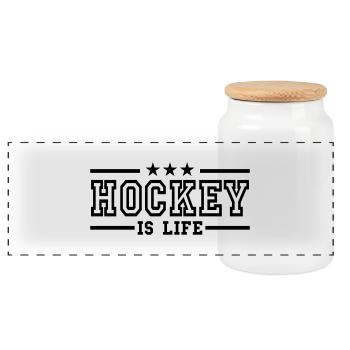 hockey is life deluxe - Boîte à biscuits avec couvercle en bois - blanc - Devant