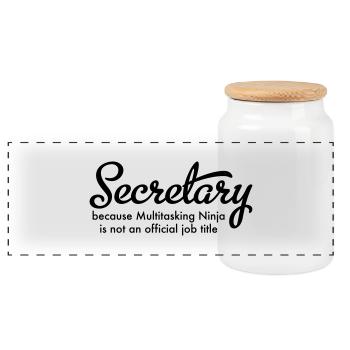 secretary - Panoramic Cookie Jar with Wooden Lid - white - Front