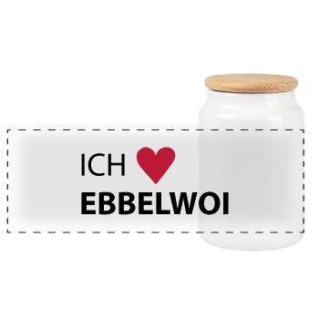 Ich liebe Ebbelwoi FFM - Panorama Keksdose mit Holzdeckel - Weiß - Vorne