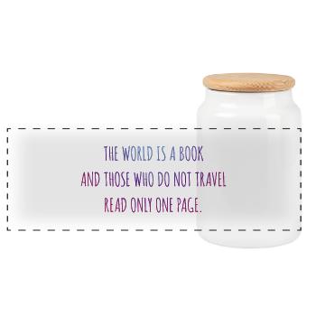 Le monde est un livre. - Boîte à biscuits avec couvercle en bois - blanc - Devant