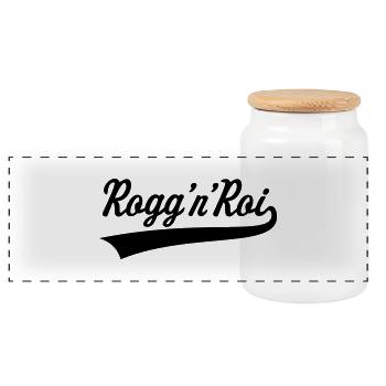 Rock 'n' Roll auf bayerisch: Rogg 'n' Roi - Panorama Keksdose mit Holzdeckel - Weiß - Vorne