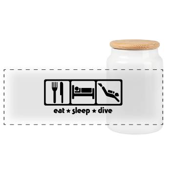 Eat Sleep Dive - Panorama Keksdose mit Holzdeckel - Weiß - Vorne