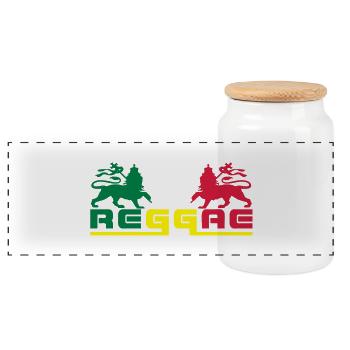 reggae - Boîte à biscuits avec couvercle en bois - blanc - Devant