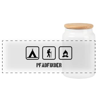 pfadfinder__f1 - Panoramic Cookie Jar with Wooden Lid - white - Front