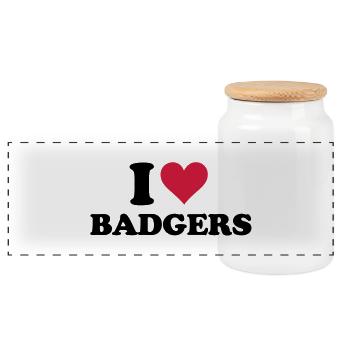 I Heart Badgers - Panorama Keksdose mit Holzdeckel - Weiß - Vorne