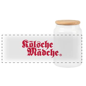 Kölsche Mädche - Boîte à biscuits avec couvercle en bois - blanc - Devant