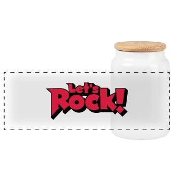 Let's Rock - Panorama Keksdose mit Holzdeckel - Weiß - Vorne