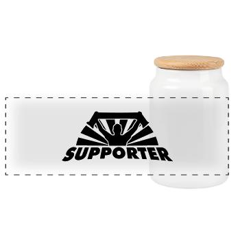 fan_supporter__f1 - Panorama Keksdose mit Holzdeckel - Weiß - Vorne
