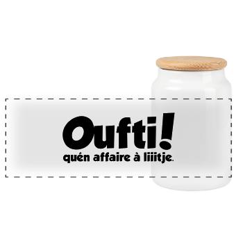 oufti_qun_affaire_a_litje - Boîte à biscuits avec couvercle en bois - blanc - Devant