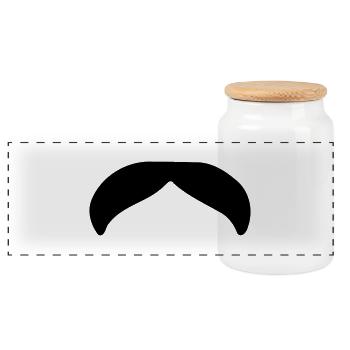 Barbe moustache moustache Moustache 1C. - Boîte à biscuits avec couvercle en bois - blanc - Devant