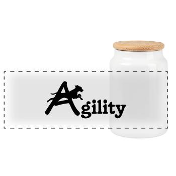 chien de sports de chien d'agilité - Boîte à biscuits avec couvercle en bois - blanc - Devant