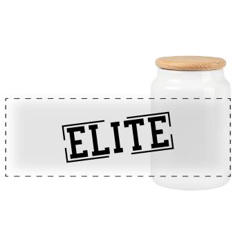 elite_stamp_gr1 - Panoramic Cookie Jar with Wooden Lid - white - Front
