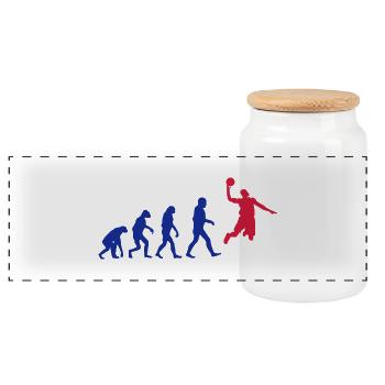 Basketball evolution logo - Panorama Keksdose mit Holzdeckel - Weiß - Vorne