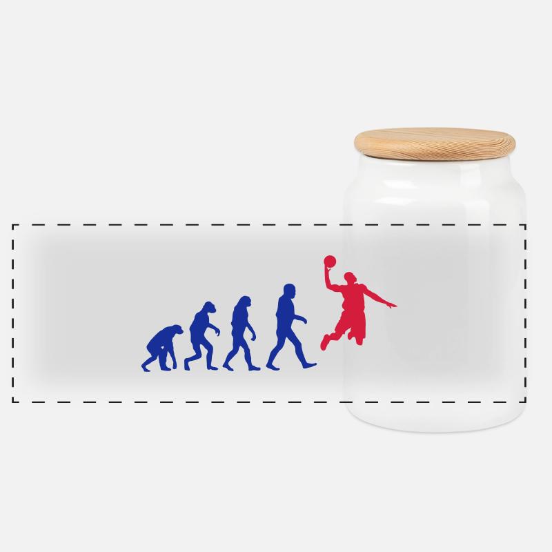 Basketball evolution logo - Panorama Keksdose mit Holzdeckel - Weiß