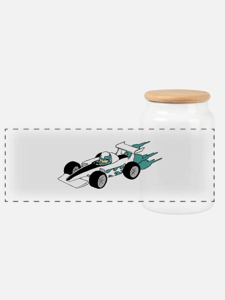 Formula Race car - Kagedåse med trælåg - hvid