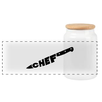 chef couteau - Boîte à biscuits avec couvercle en bois - blanc - Devant