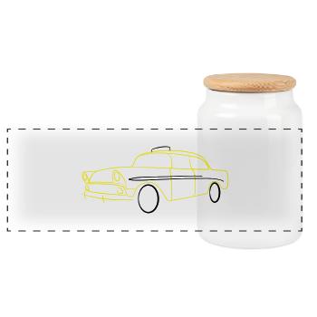 US Yellow Cab Taxi Tribal - Panorama Keksdose mit Holzdeckel - Weiß - Vorne