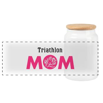 Triathlon MOM - Panorama Keksdose mit Holzdeckel - Weiß - Vorne