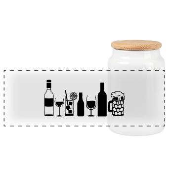 drinking_alcohol_f1 - Panorama Keksdose mit Holzdeckel - Weiß - Vorne