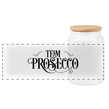 Team Prosecco Frauen T-Shirt - Panorama Keksdose mit Holzdeckel - Weiß - Vorne