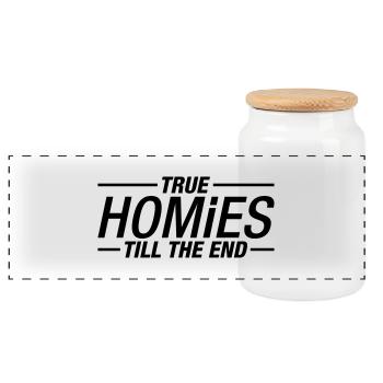 true_homies_ku1 - Panorama Keksdose mit Holzdeckel - Weiß - Vorne