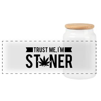 trust_me_im_stoner__1_f1 - Panorama Keksdose mit Holzdeckel - Weiß - Vorne