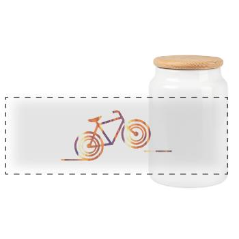 bike (b) - Panoramic Cookie Jar with Wooden Lid - white - Front