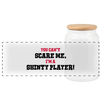 shinty player cant scare me - Panoramic Cookie Jar with Wooden Lid - white - Front