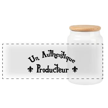 Producteur / Productrice / Production / Prod - Boîte à biscuits avec couvercle en bois - blanc - Devant