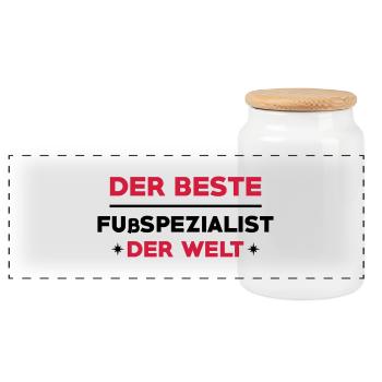 Fußspezialist Fußspezialistin Fußheilkunde Fuß - Panorama Keksdose mit Holzdeckel - Weiß - Vorne