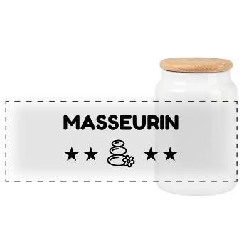 Massage Masseur Masseuse Work Job Travail - Panoramic Cookie Jar with Wooden Lid - white - Front
