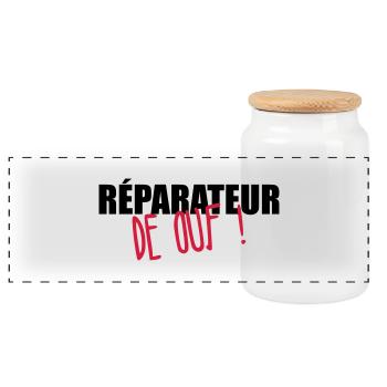 réparateur / réparation / réparer / bricolage - Boîte à biscuits avec couvercle en bois - blanc - Devant