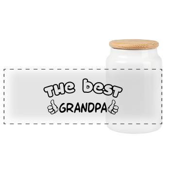 Grandpa / Papy / Grandfather / Grandad - Panoramic Cookie Jar with Wooden Lid - white - Front