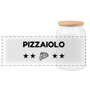 pizza / pizzaiolo / chef / italie / pizzaiola - Boîte à biscuits avec couvercle en bois - blanc - Devant