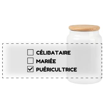 puéricultrice / puériculture / enfant / bébé - Boîte à biscuits avec couvercle en bois - blanc - Devant
