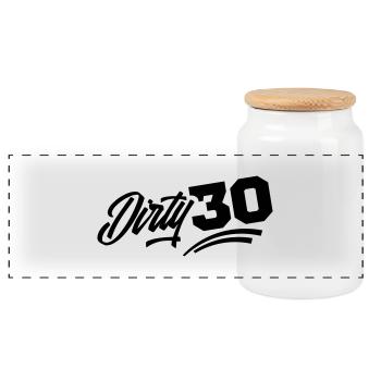dirty 30 birthday - Panorama Keksdose mit Holzdeckel - Weiß - Vorne