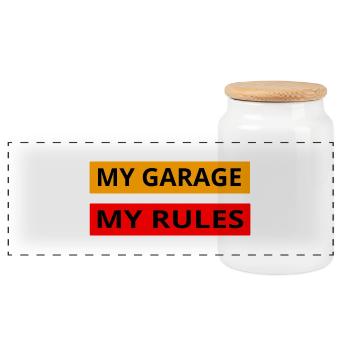 Garage - Panoramic Cookie Jar with Wooden Lid - white - Front