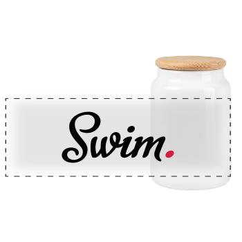 schwimmen - Panorama Keksdose mit Holzdeckel - Weiß - Vorne