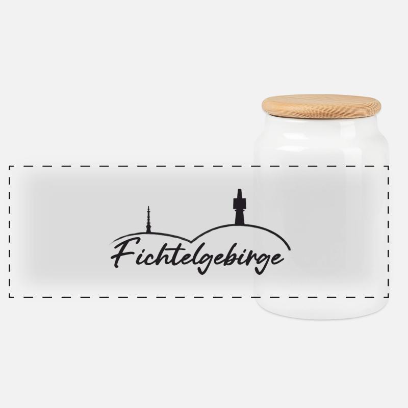 Fichtelgebirge - Panorama Keksdose mit Holzdeckel - Weiß